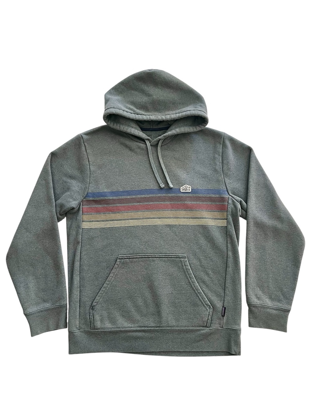 Patagonia Mens Line Logo Ridge Uprisal Hoodie Gray Stripe Sweatshirt Small